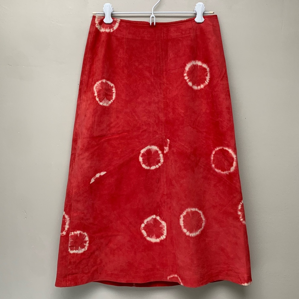 Vintage Suede tie dyed red pencil skirt